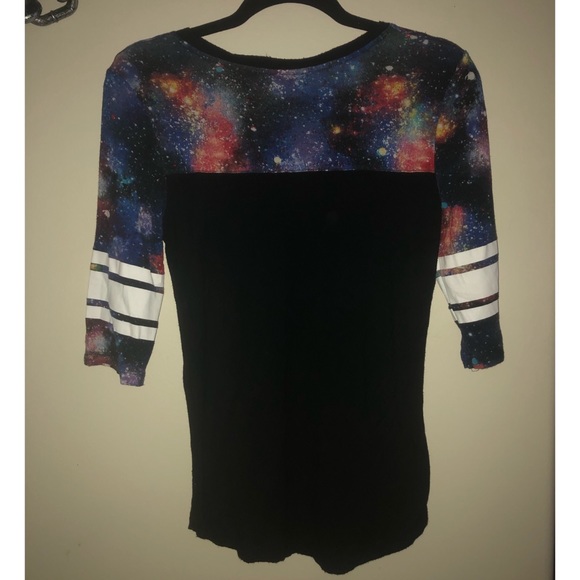 Rue 21 Galaxy Print Baseball Tee w/ ¾ Sleeves - Picture 3 of 4